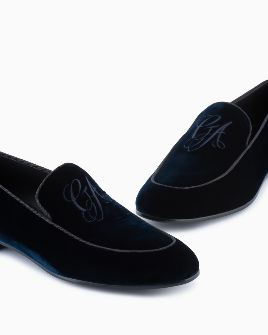 The world of armani MOCASSINI IN VELLUTO CON LOGO RICAMATO Hotsell