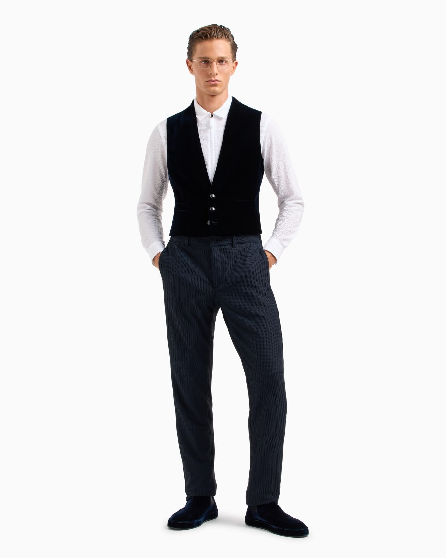 The world of armani CAMICIA SLIM FIT CON ZIP IN COTONE SEERSUCKER Vendita Calda
