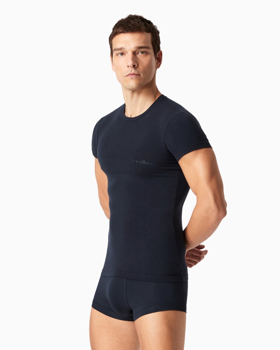 The world of armani MAGLIA LOUNGEWEAR A MANICA CORTA IN MODAL STRETCH Vendite Flash