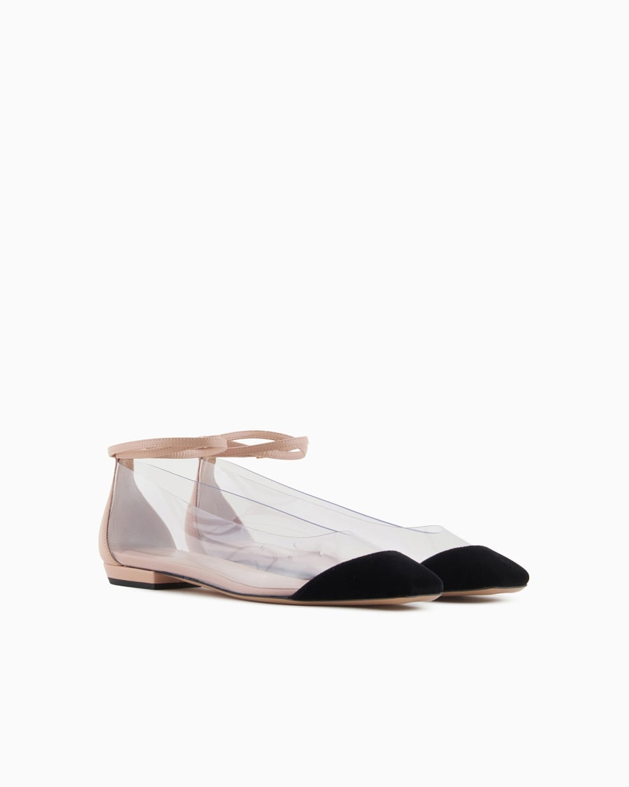 The world of armani BALLERINE CON CINTURINO IN NAPPA PVC E VELLUTO Italia