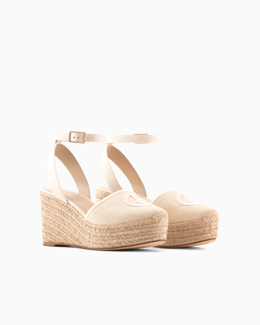 The world of armani ESPADRILLAS IN COTONE CON ZEPPA E LOGO RICAMATO Qualità