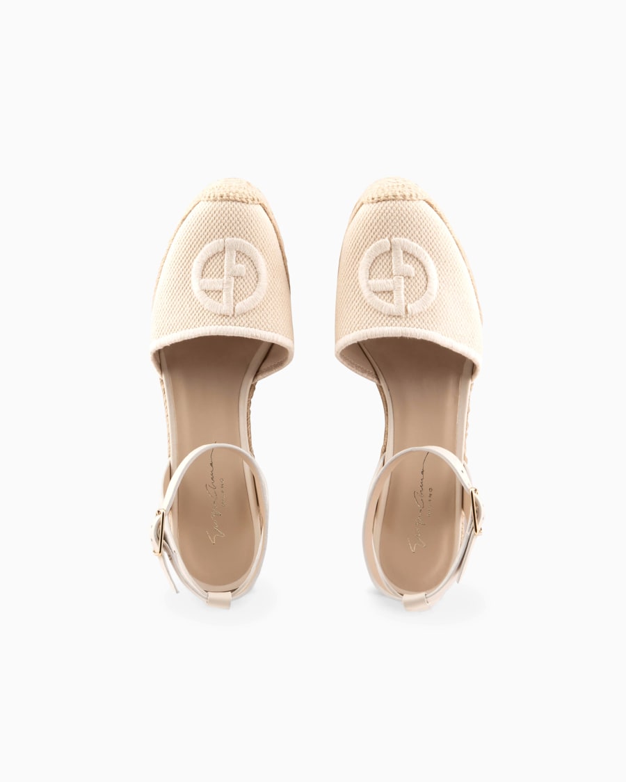 The world of armani ESPADRILLAS IN COTONE CON ZEPPA E LOGO RICAMATO Qualità