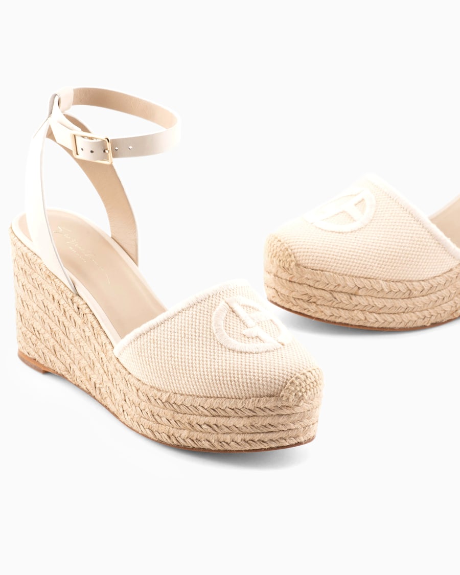 The world of armani ESPADRILLAS IN COTONE CON ZEPPA E LOGO RICAMATO Qualità