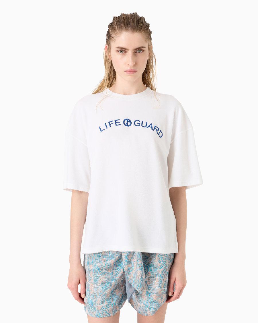 The world of armani T-SHIRT GIROCOLLO IN JERSEY DI COTONE E SETA Acquista Ora