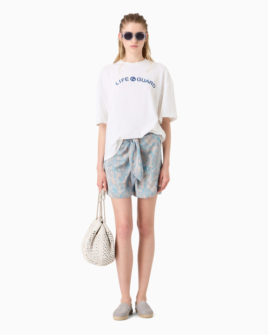 The world of armani T-SHIRT GIROCOLLO IN JERSEY DI COTONE E SETA Acquista Ora