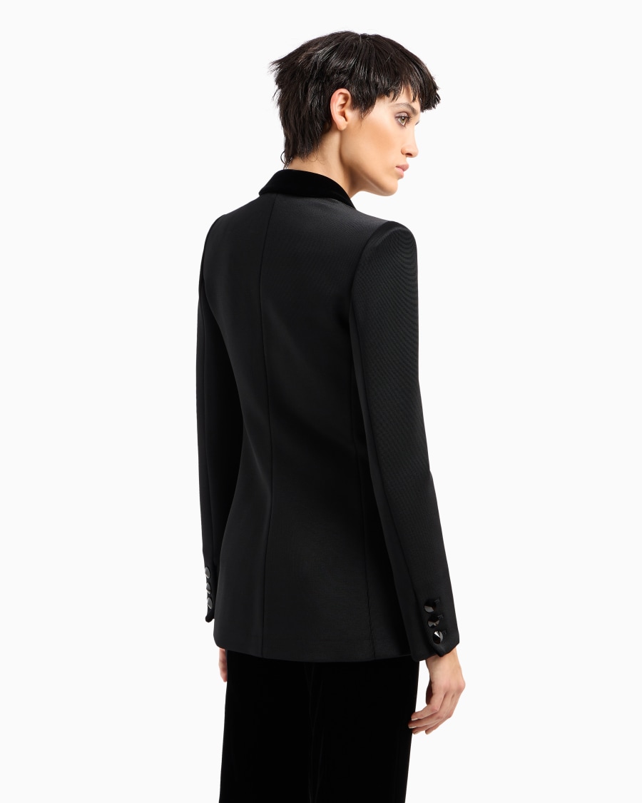 The world of armani GIACCA MONOPETTO IN JERSEY DOUBLE E VELLUTO CON RICAMI Consegna Veloce