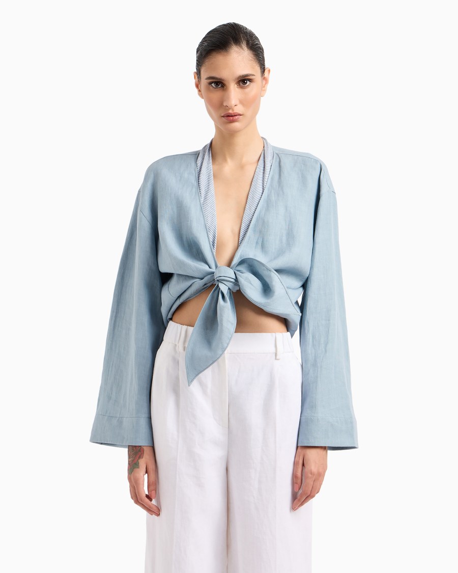 The world of armani CAMICIA DA ANNODARE IN CANAPA ASV Fino Al -60%