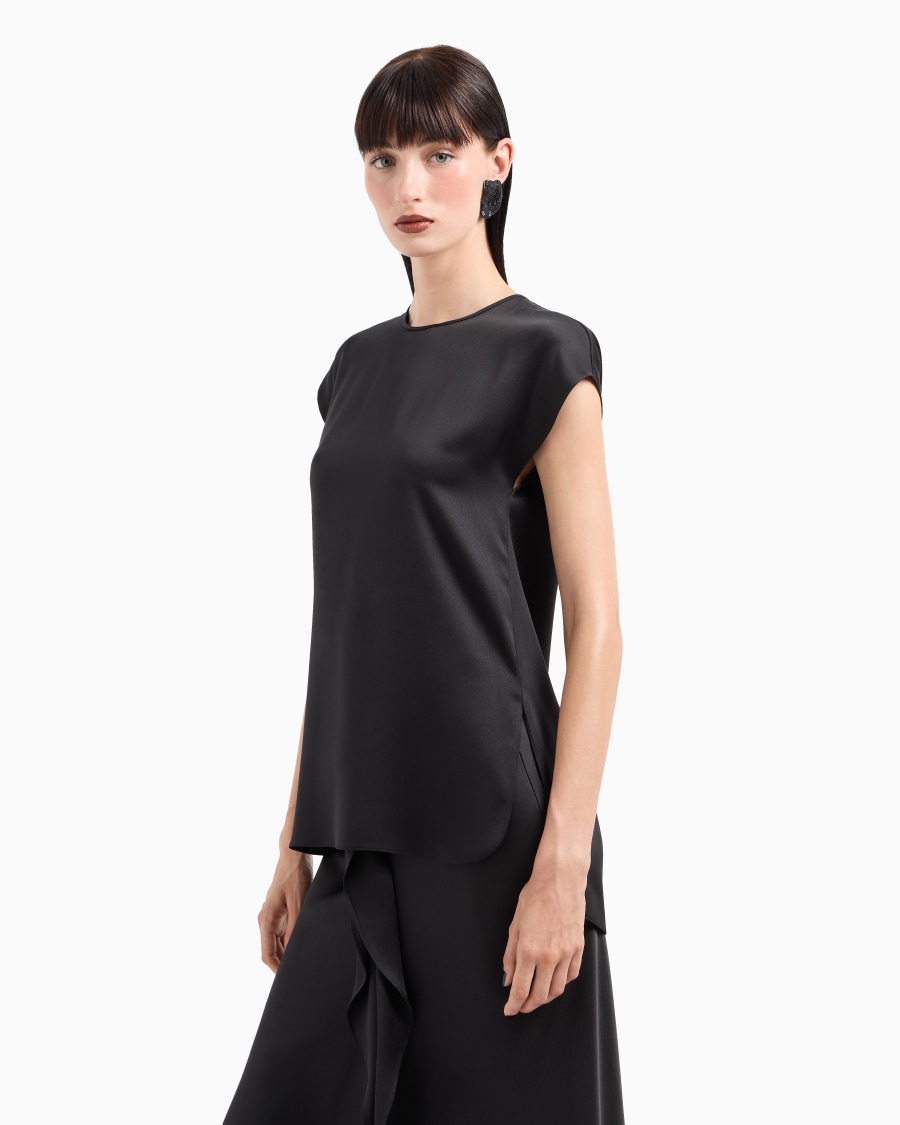 The world of armani BLUSA LUNGA IN DOPPIO RASO DI SETA Vendita Calda