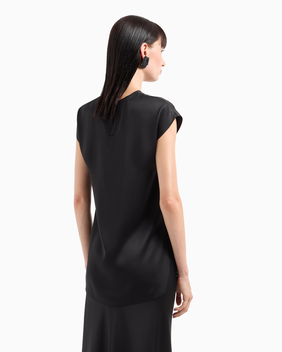 The world of armani BLUSA LUNGA IN DOPPIO RASO DI SETA Vendita Calda