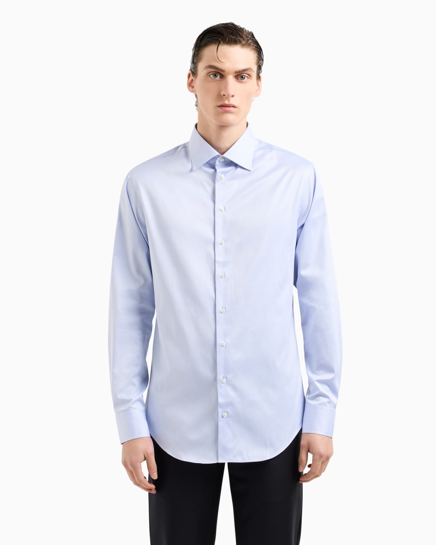 The world of armani CAMICIA CLASSICA REGULAR FIT IN COTONE Saldi Di Fabbrica