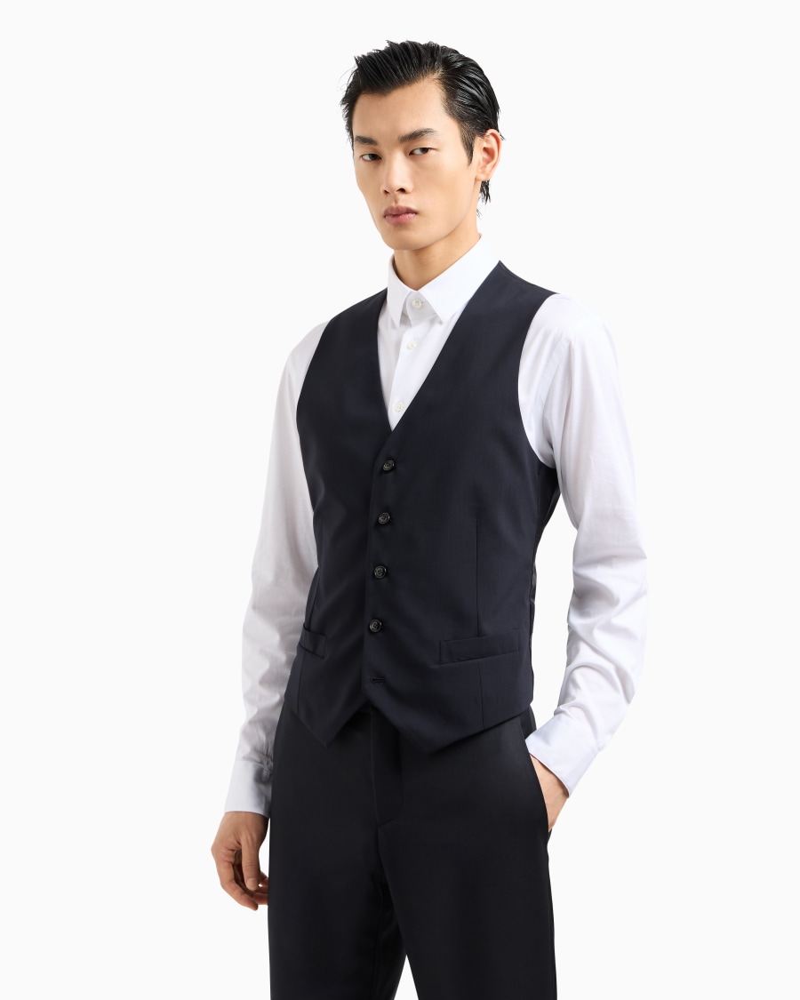 The world of armani GILET MONOPETTO IN LANA VERGINE 2025