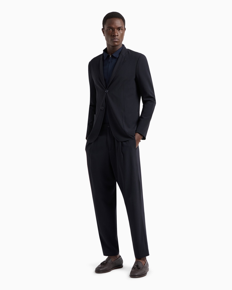 The world of armani CAMICIA SLIM FIT CON ZIP IN COTONE SEERSUCKER Nuovo