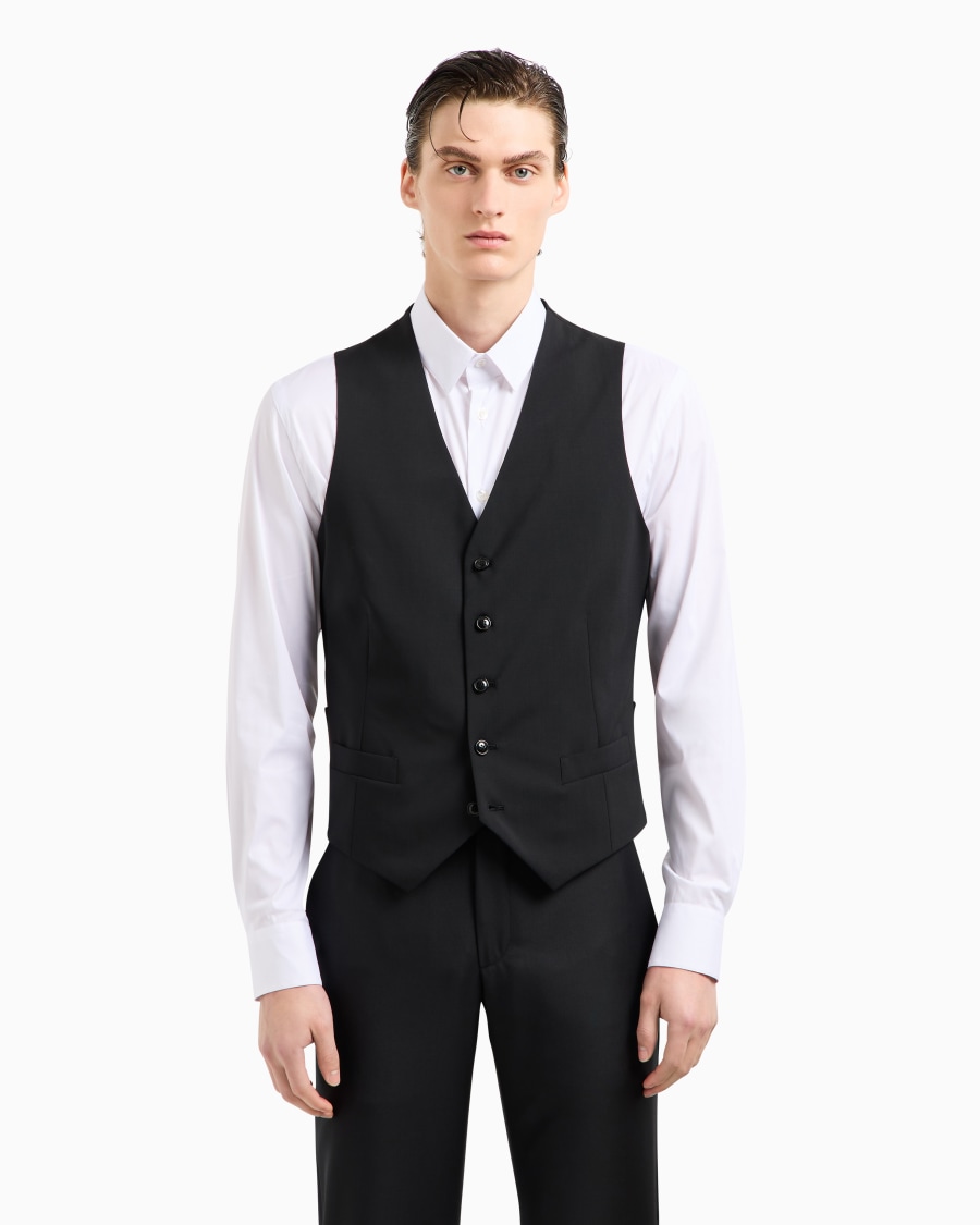 The world of armani GILET MONOPETTO IN LANA VERGINE Soddisfazione Garantita