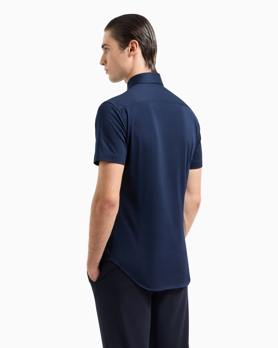The world of armani CAMICIA A MANICHE CORTE IN JERSEY DI COTONE Consegna Veloce