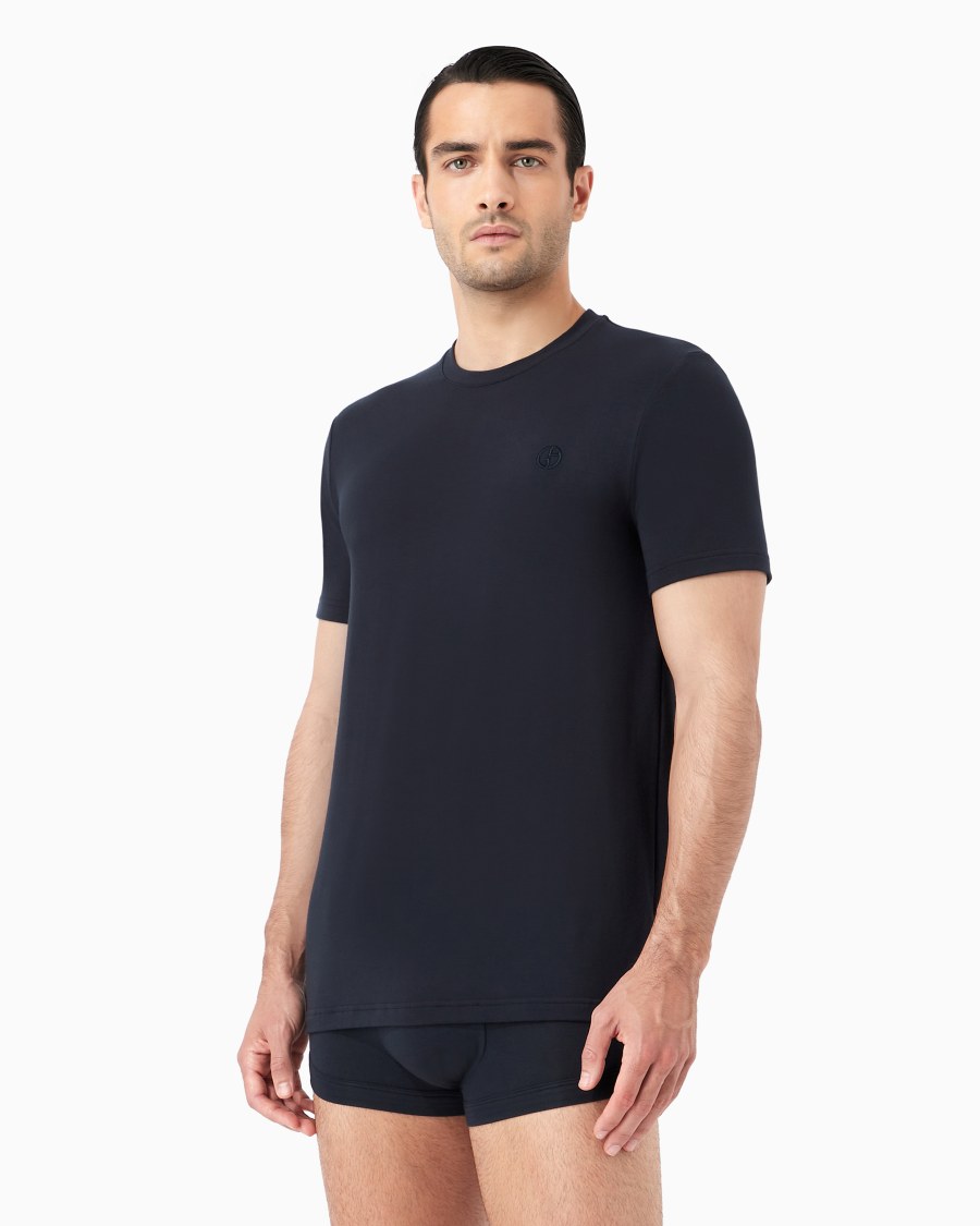 The world of armani T-SHIRT LOUNGEWEAR A MANICA CORTA IN JERSEY STRETCH Fino Al -60%