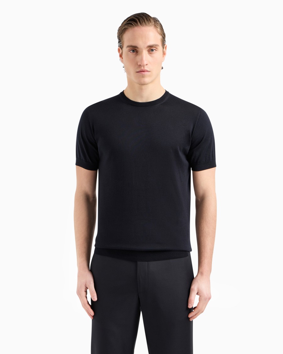 The world of armani MAGLIA GIROCOLLO IN SETA E COTONE Shopping Online