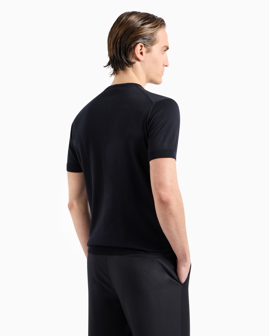 The world of armani MAGLIA GIROCOLLO IN SETA E COTONE Shopping Online