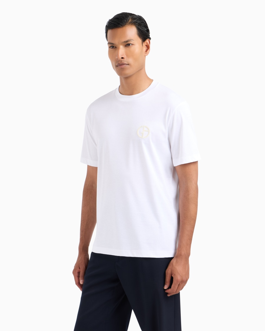 The world of armani T-SHIRT GIROCOLLO IN INTERLOCK DI COTONE Sconto