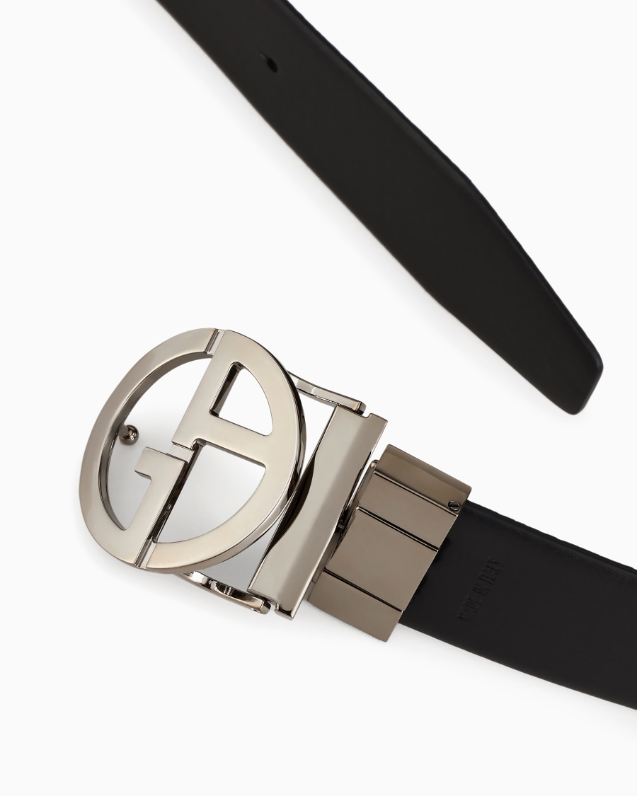 The world of armani CINTURA REVERSIBILE IN PELLE LISCIA E GRANATA Economico
