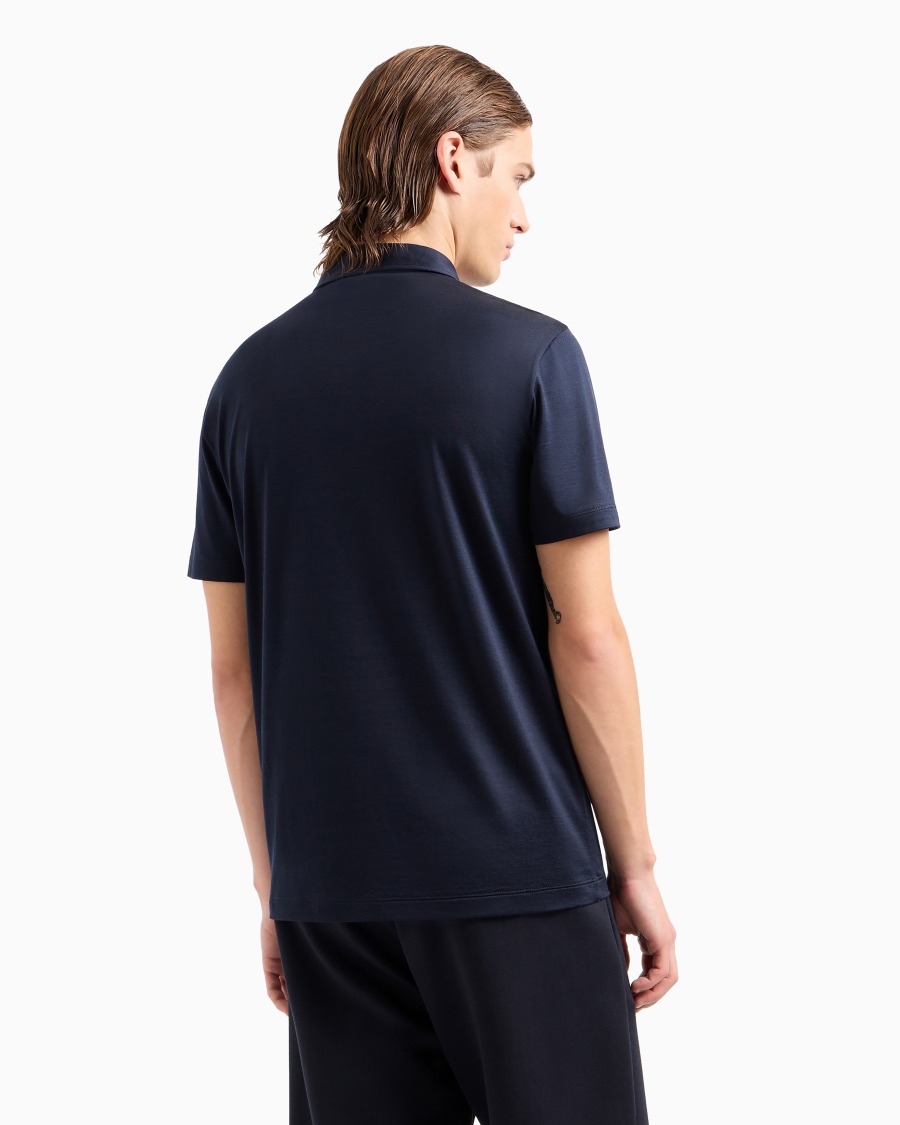 The world of armani POLO IN JERSEY DI SETA E COTONE MELANGE Online
