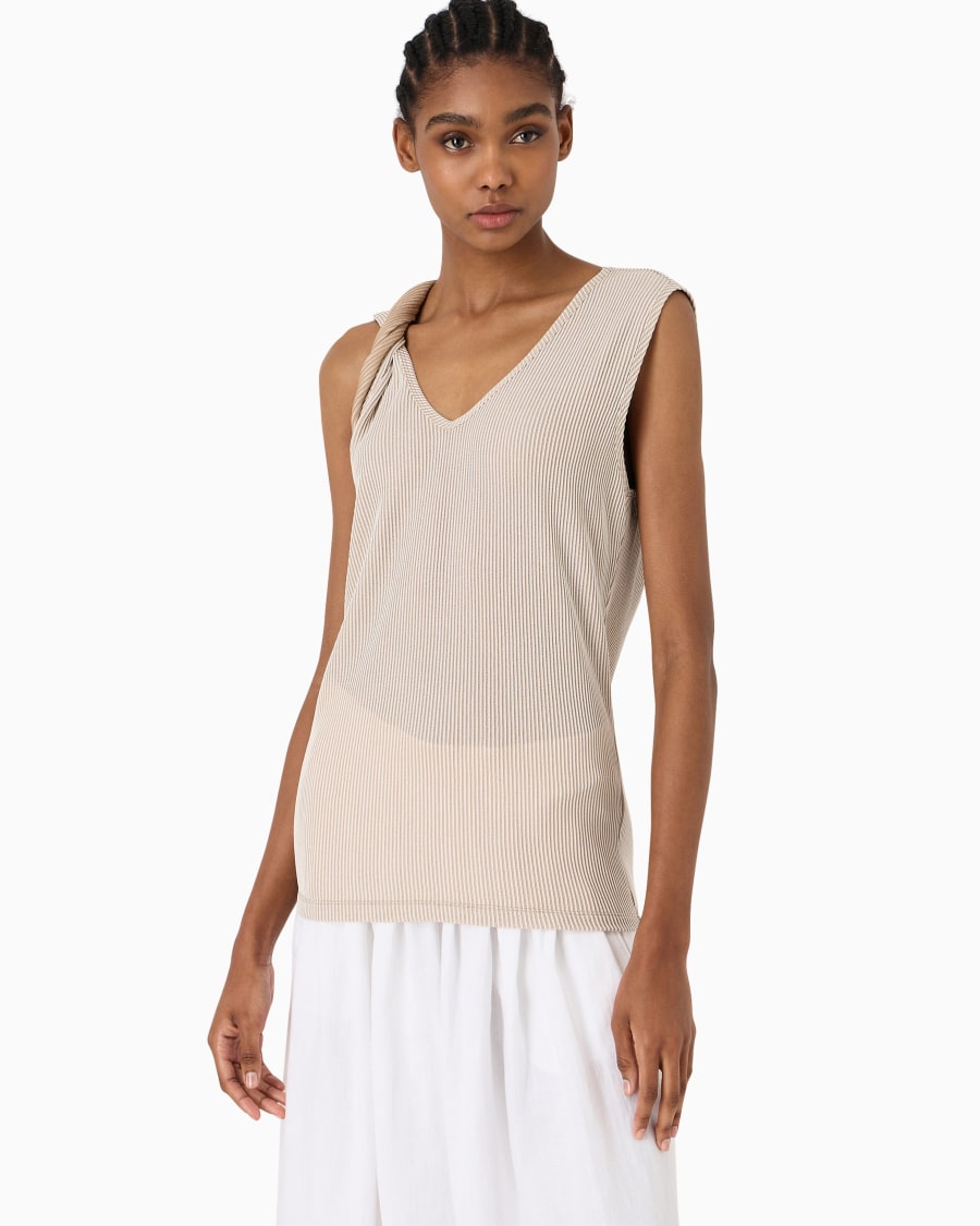The world of armani TOP GIROCOLLO IN VISCOSA A COSTE Vendita Calda