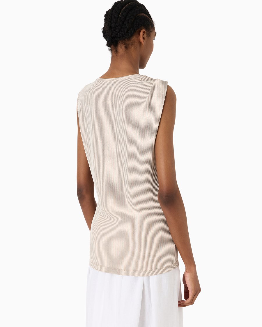The world of armani TOP GIROCOLLO IN VISCOSA A COSTE Vendita Calda