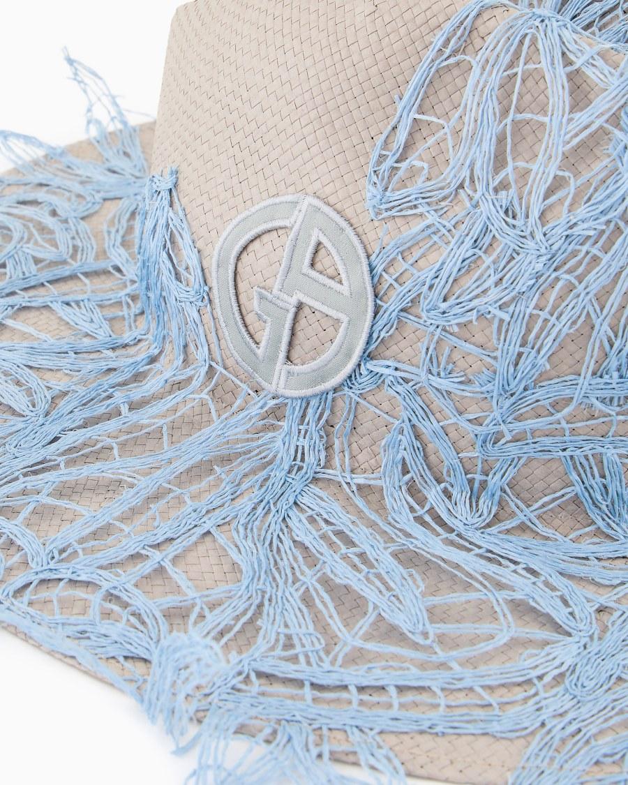 The world of armani CAPPELLO A TESA LARGA IN CARTA TESSILE CON RICAMI In Saldo