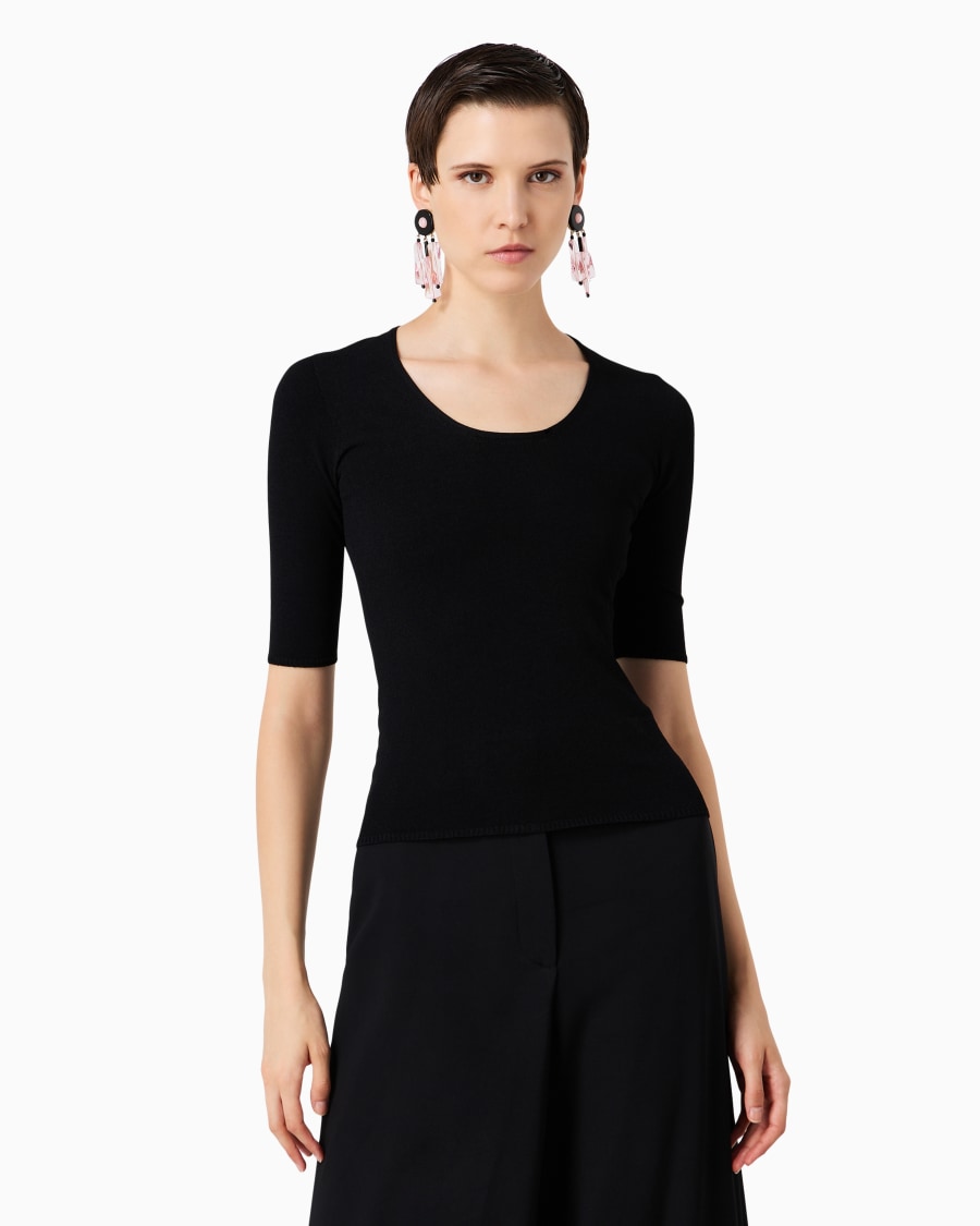 The world of armani MAGLIA GIROCOLLO IN MISTO VISCOSA E LANA JACQUARD Affare Del Giorno