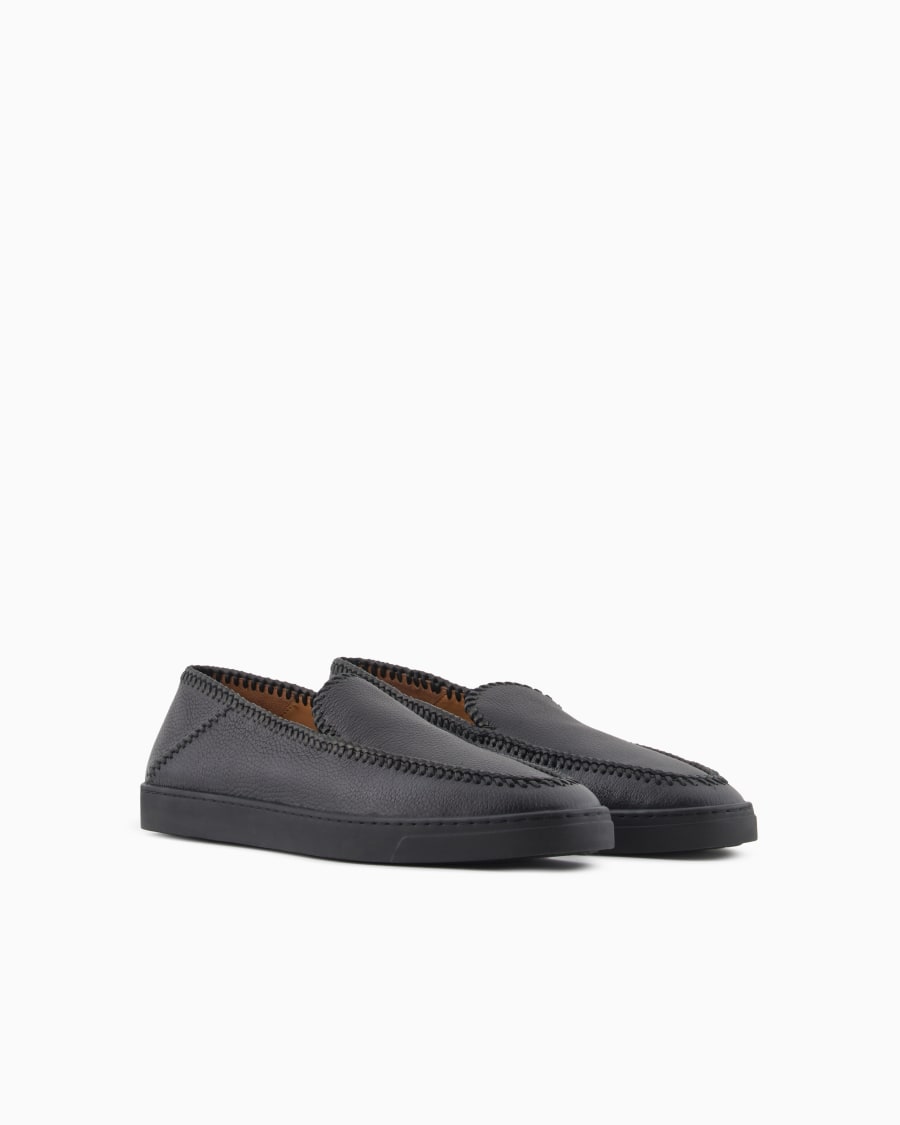 The world of armani GALLERIA 3 SLIP-ON IN CERVO CON INFILATURE Online