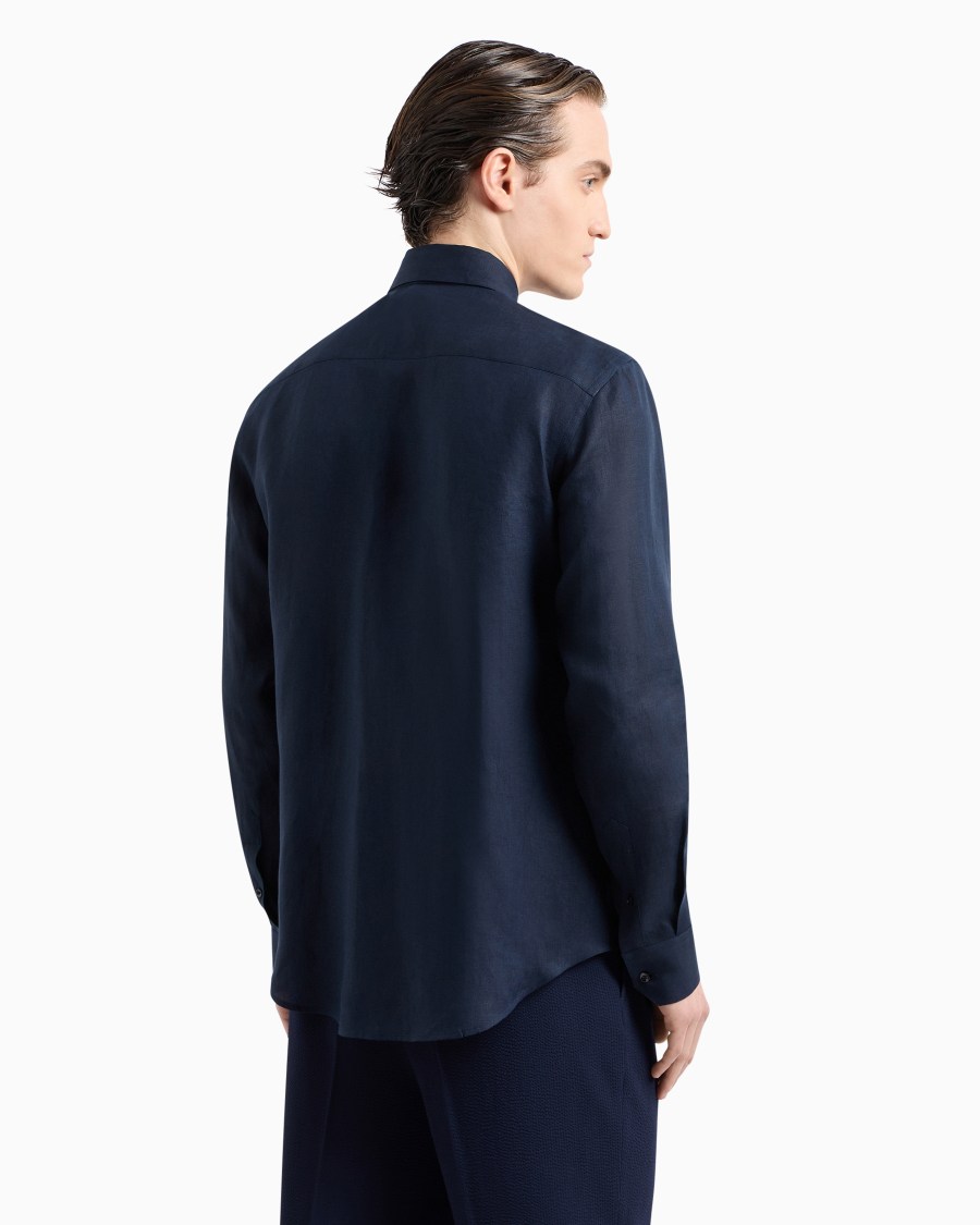 The world of armani CAMICIA REGULAR FIT IN LINO In Vendita