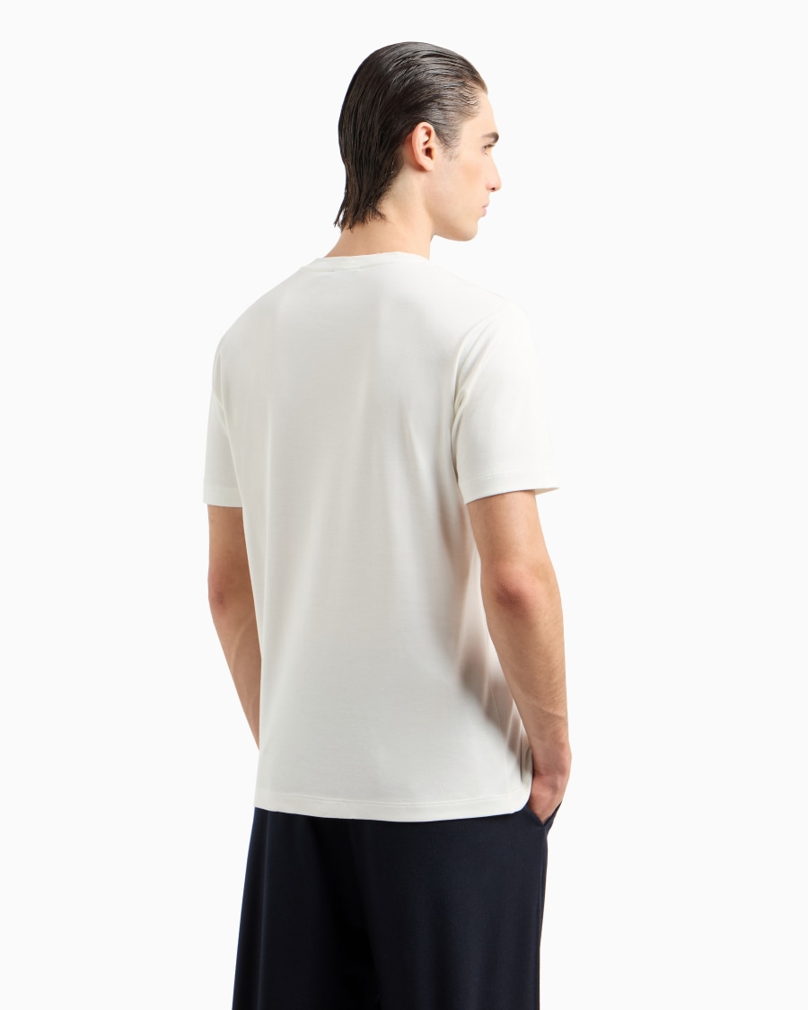 The world of armani T-SHIRT IN INTERLOCK DI PURO COTONE CON LOGO RICAMATO Offerte
