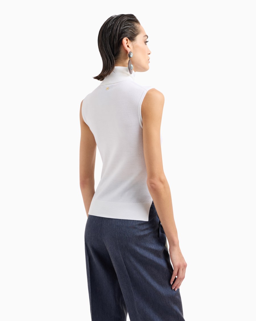 The world of armani TOP CON COLLO A LUPETTO IN LANA VERGINE Ritorno libero