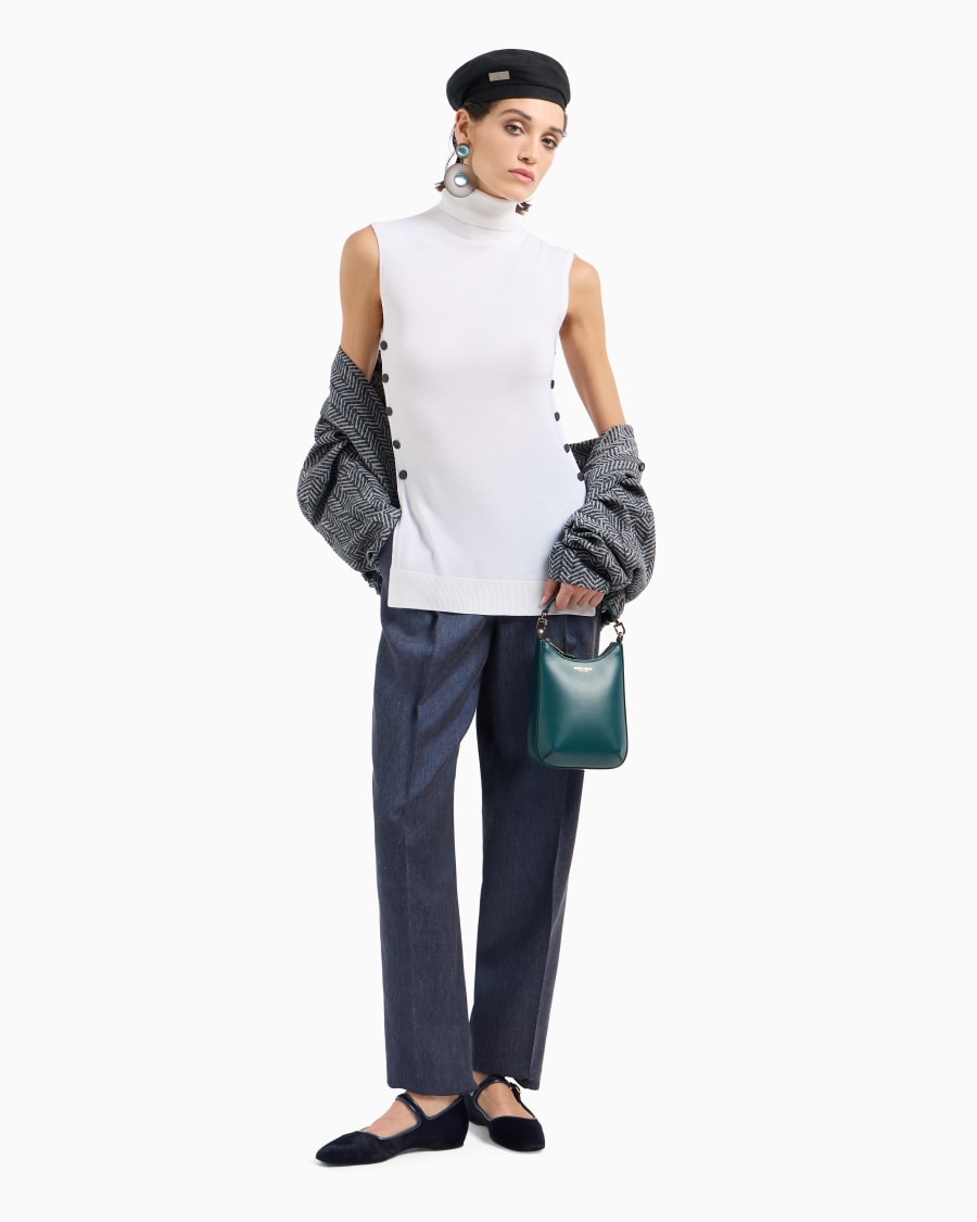 The world of armani TOP CON COLLO A LUPETTO IN LANA VERGINE Ritorno libero