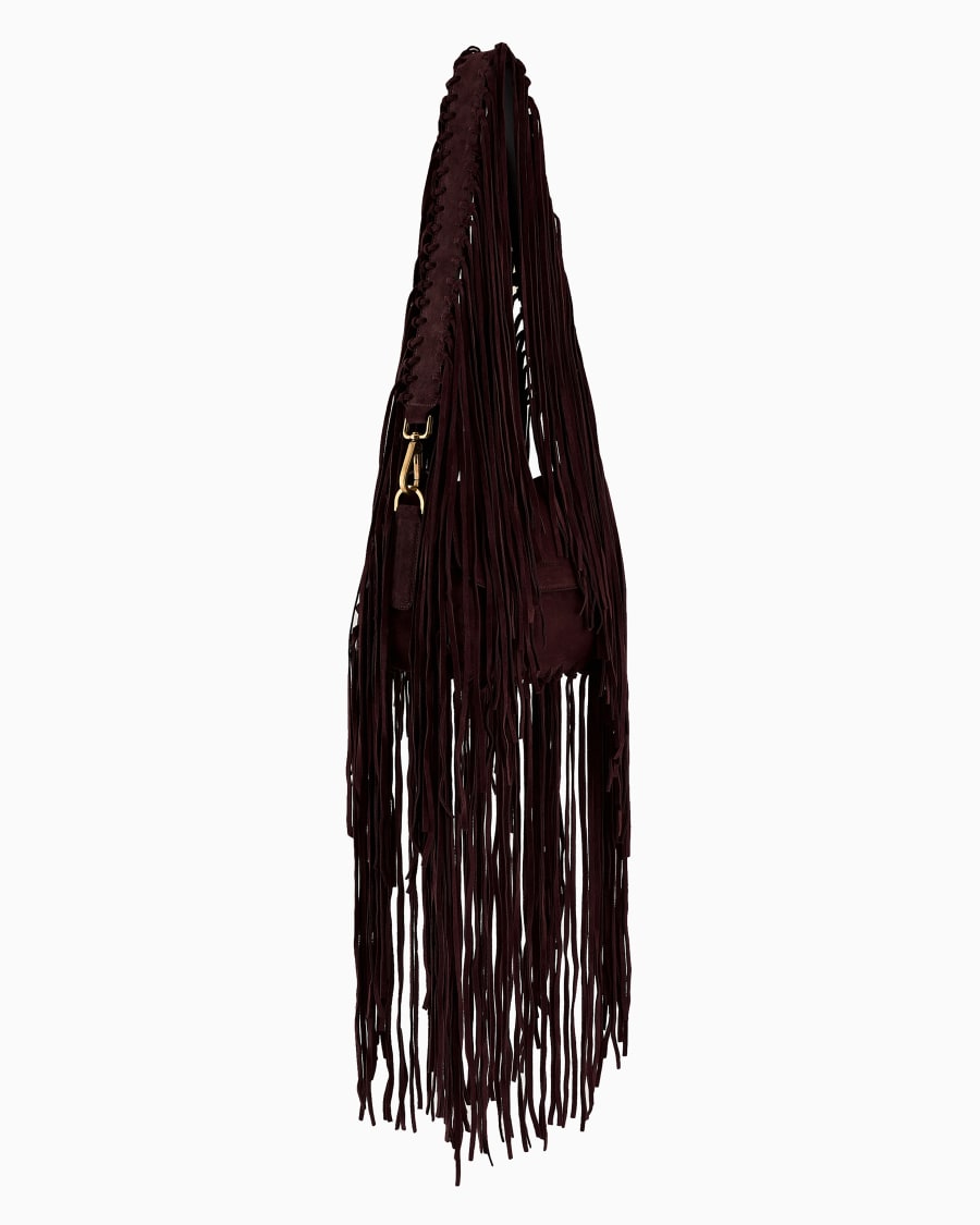 The world of armani BORSA LA PRIMA IN PELLE SCAMOSCIATA CON FRANGE Ultimi due giorni