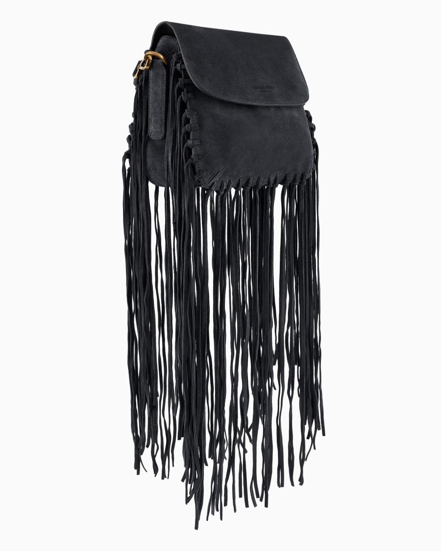 The world of armani BORSA LA PRIMA IN PELLE SCAMOSCIATA CON FRANGE Ultimo giorno