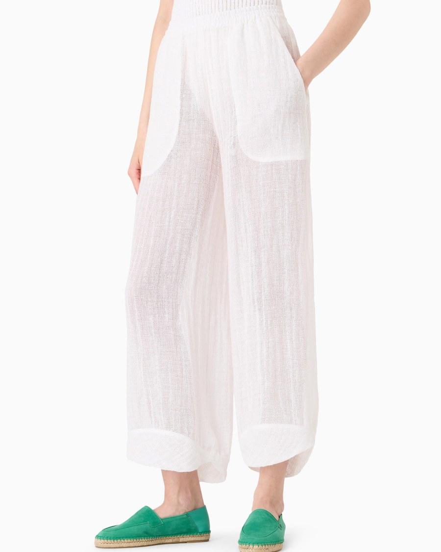 The world of armani PANTALONI AMPI IN MISTO LINO Only for today