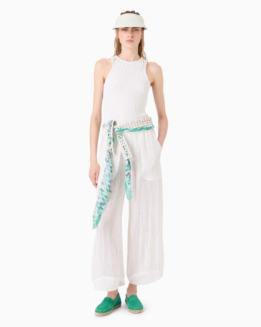 The world of armani PANTALONI AMPI IN MISTO LINO Only for today