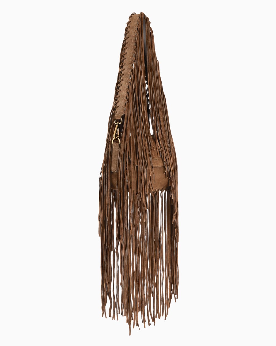 The world of armani BORSA LA PRIMA IN PELLE SCAMOSCIATA CON FRANGE Solo un giorno rimasto