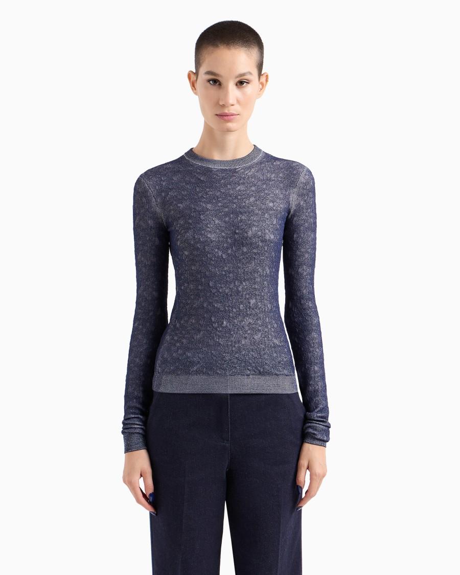 The world of armani DENIM COLLECTION MAGLIA GIROCOLLO IN MISTO VISCOSA GOFFRATA Duty-free