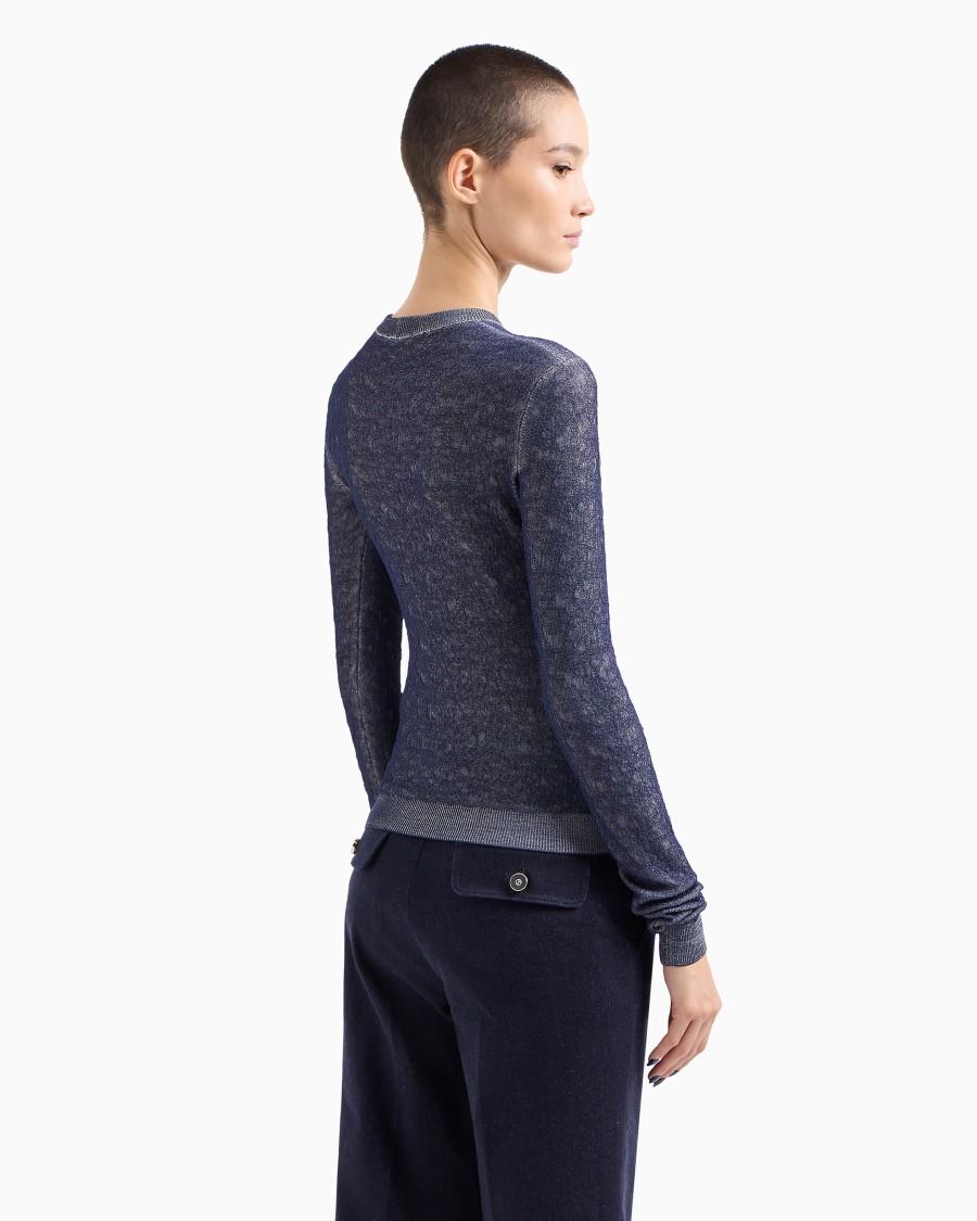 The world of armani DENIM COLLECTION MAGLIA GIROCOLLO IN MISTO VISCOSA GOFFRATA Duty-free
