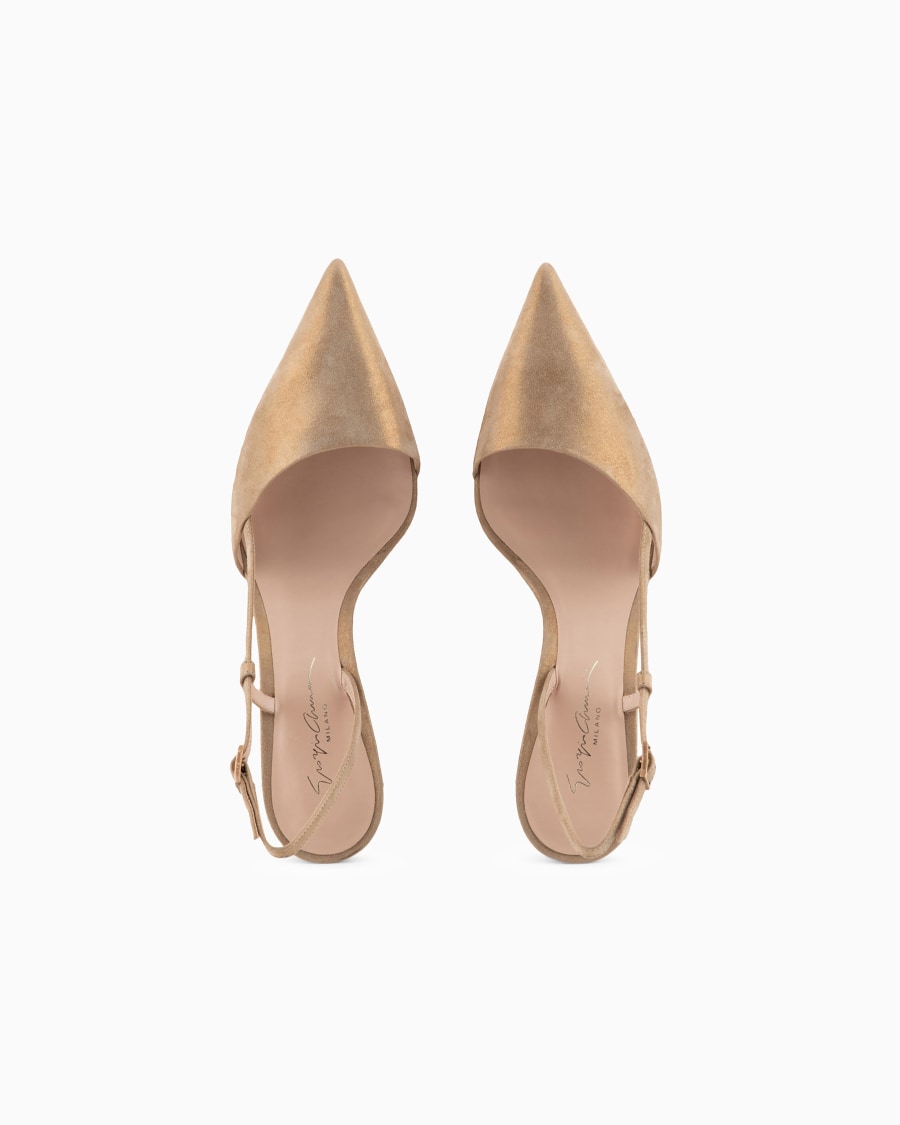 The world of armani SLINGBACK IN PELLE SCAMOSCIATA LAMINATA 2025