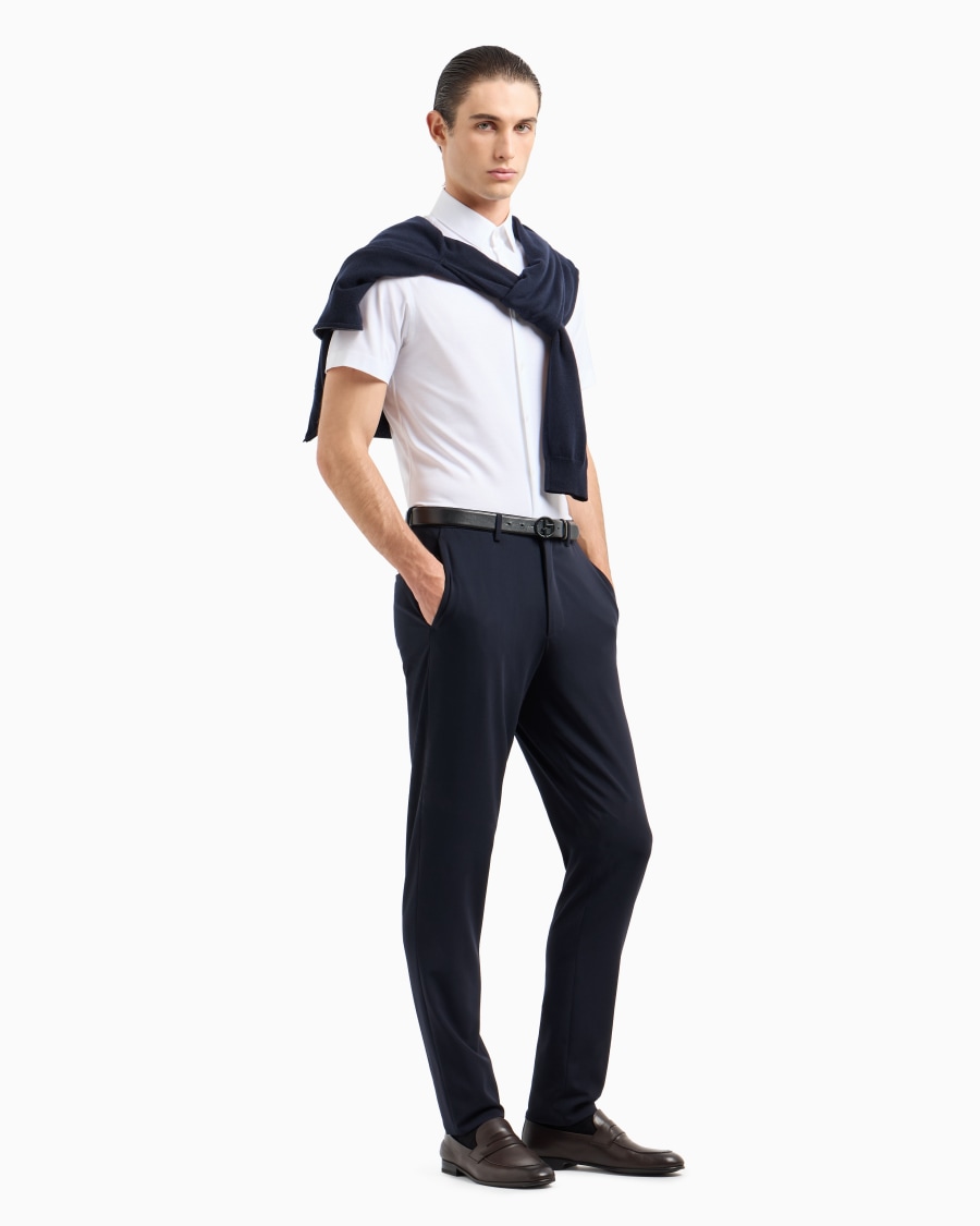 The world of armani CAMICIA A MANICHE CORTE IN JERSEY DI COTONE Spedizione Gratuita