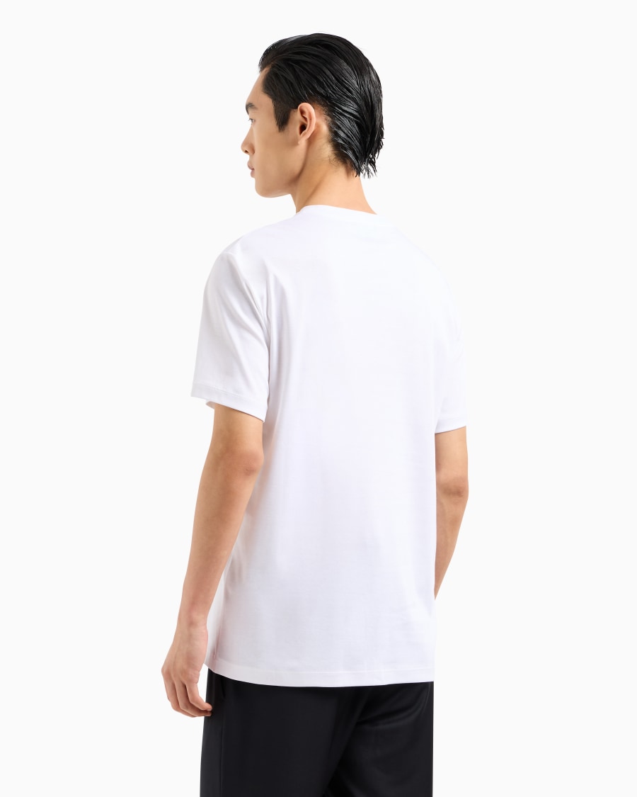 The world of armani T-SHIRT IN INTERLOCK DI COTONE CON LOGO RICAMATO Qualità Garantita