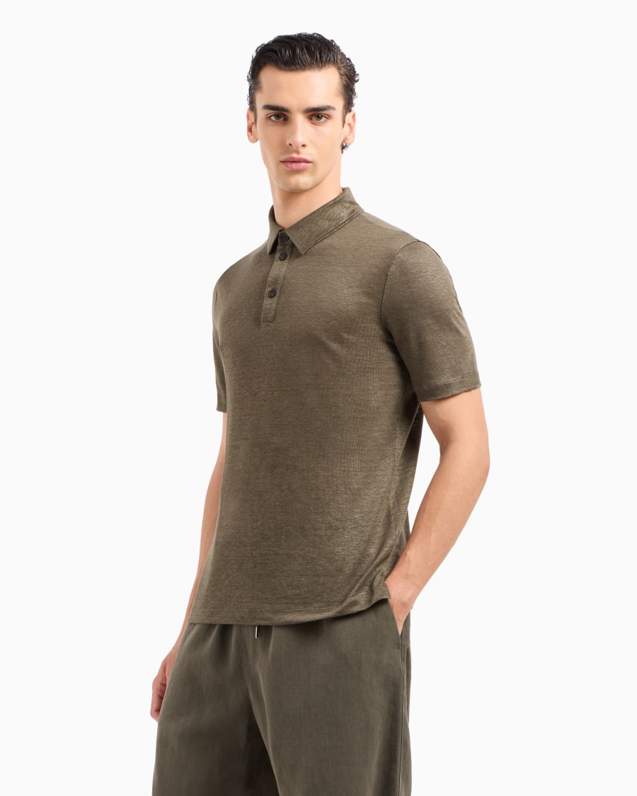 The world of armani POLO A MANICHE CORTE IN JERSEY DI PURO LINO Outlet