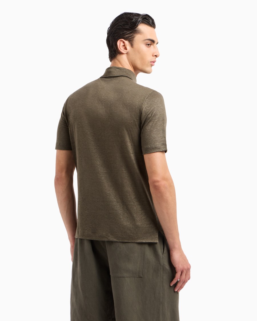 The world of armani POLO A MANICHE CORTE IN JERSEY DI PURO LINO Outlet