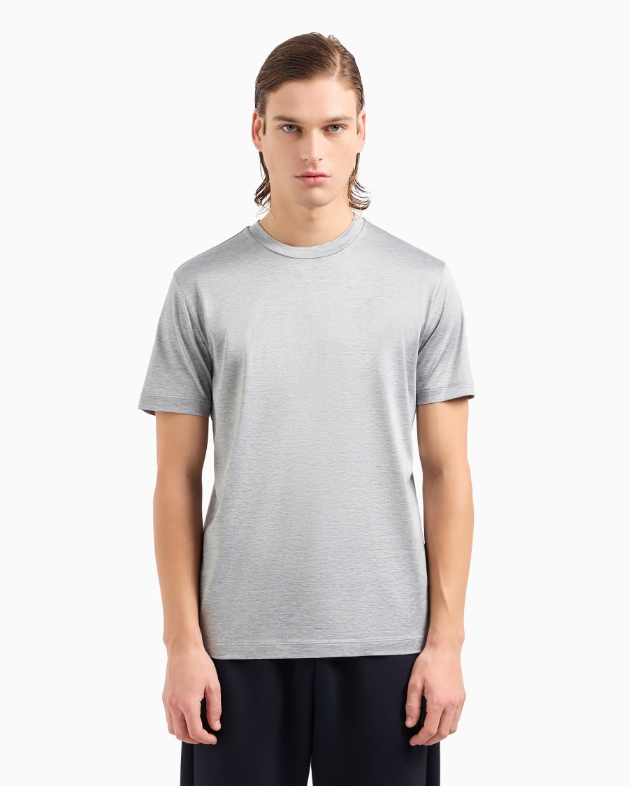 The world of armani T-SHIRT IN JERSEY RASATO DI MISTO SETA E COTONE In Vendita