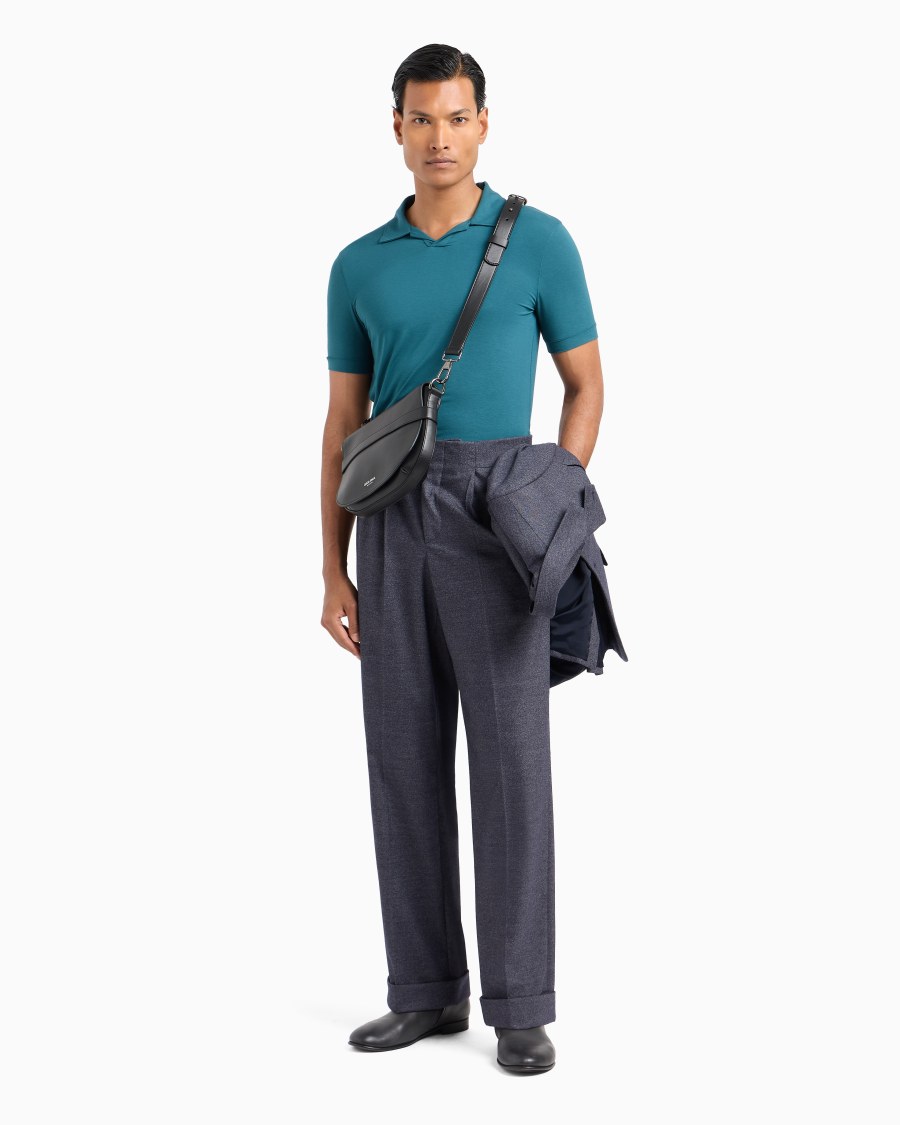 The world of armani POLO A MANICHE CORTE IN JERSEY DI VISCOSA STRETCH Saldi