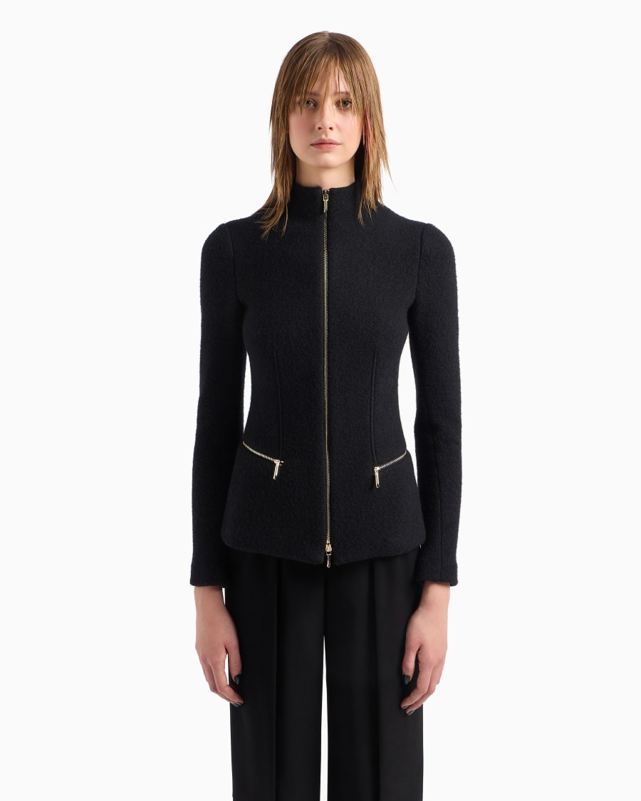 The world of armani GIACCA CON ZIP IN COTONE LANA E CASHMERE DOUBLE Sconto di tempo limitato