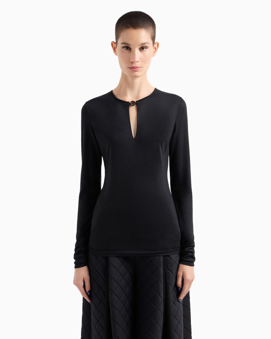 The world of armani MAGLIA A MANICHE LUNGHE IN JERSEY DI LANA Cyber Monday