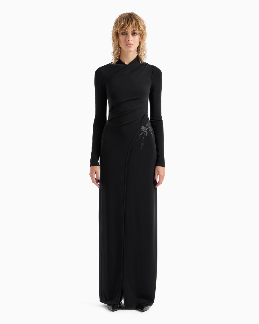 The world of armani ABITO LUNGO IN JERSEY DI VISCOSA STRETCH CON STRASS ASV Offerta Anniversario